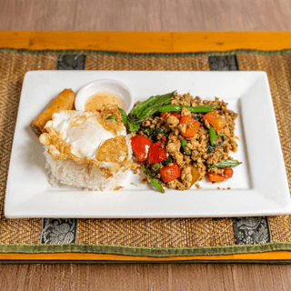 Authentic Thai Style Basil Chicken with Fried Egg